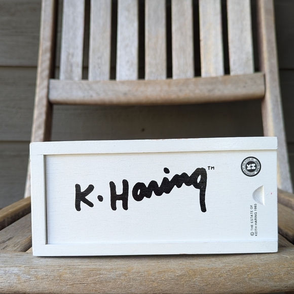 Vintage 1993 K. Haring Wooden Domino Game Set White Black Red Made in France - Picture 2 of 9